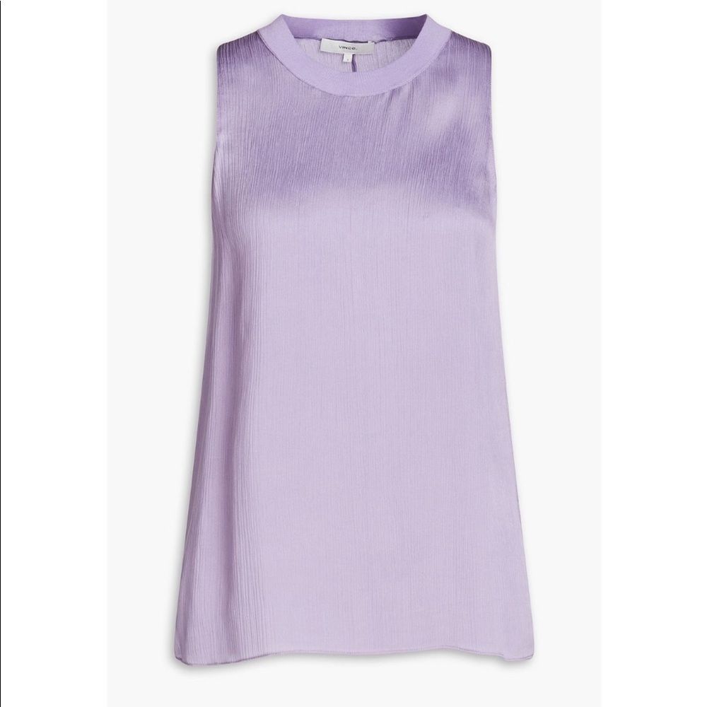 Vince. Plisse Silk Satin Top (M)